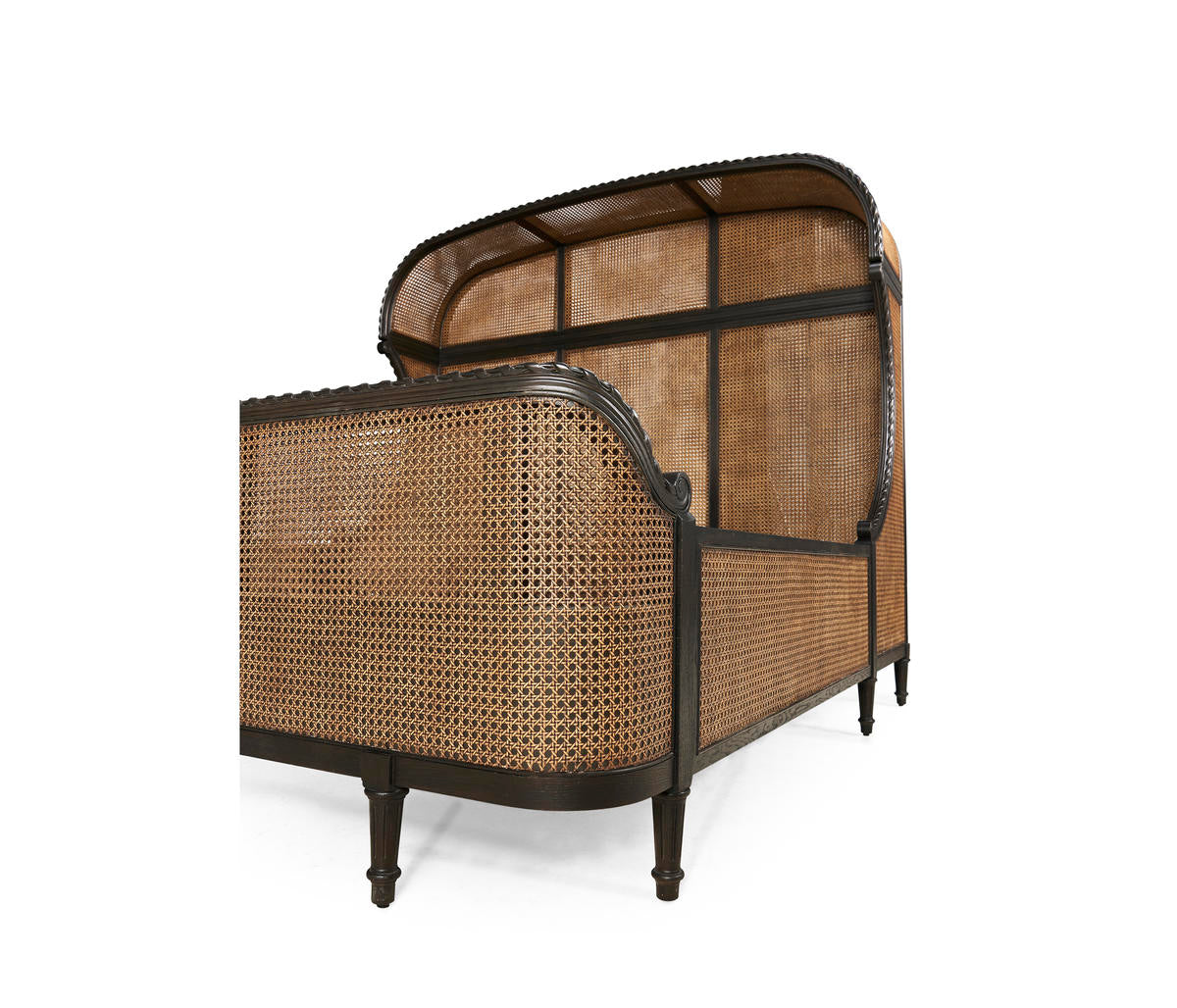 Tangiers King Shelter Bed – Ebonized Oak with Cane Detailing | Jonathan Charles