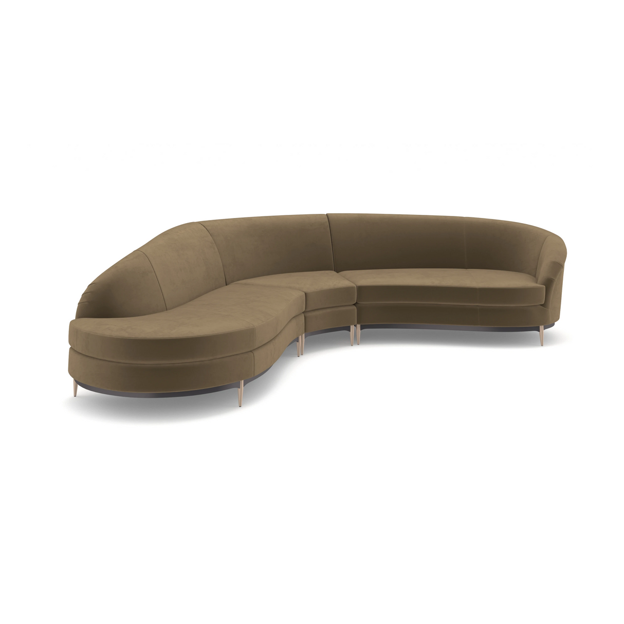 Three's Company LF Chaise 3PC Sectional Luxe Velvet | Caracole