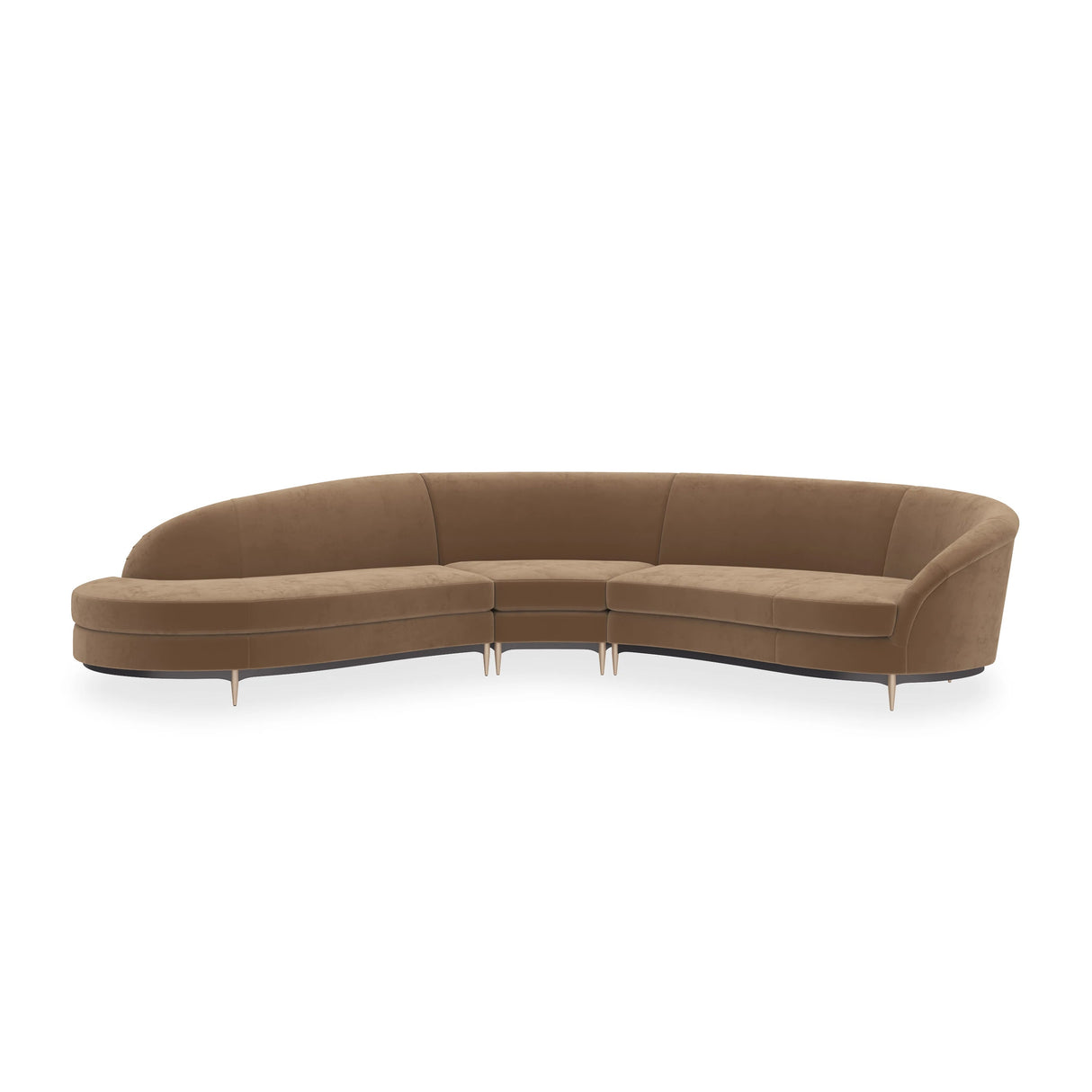 Three's Company LF Chaise 3PC Sectional Luxe Velvet | Caracole