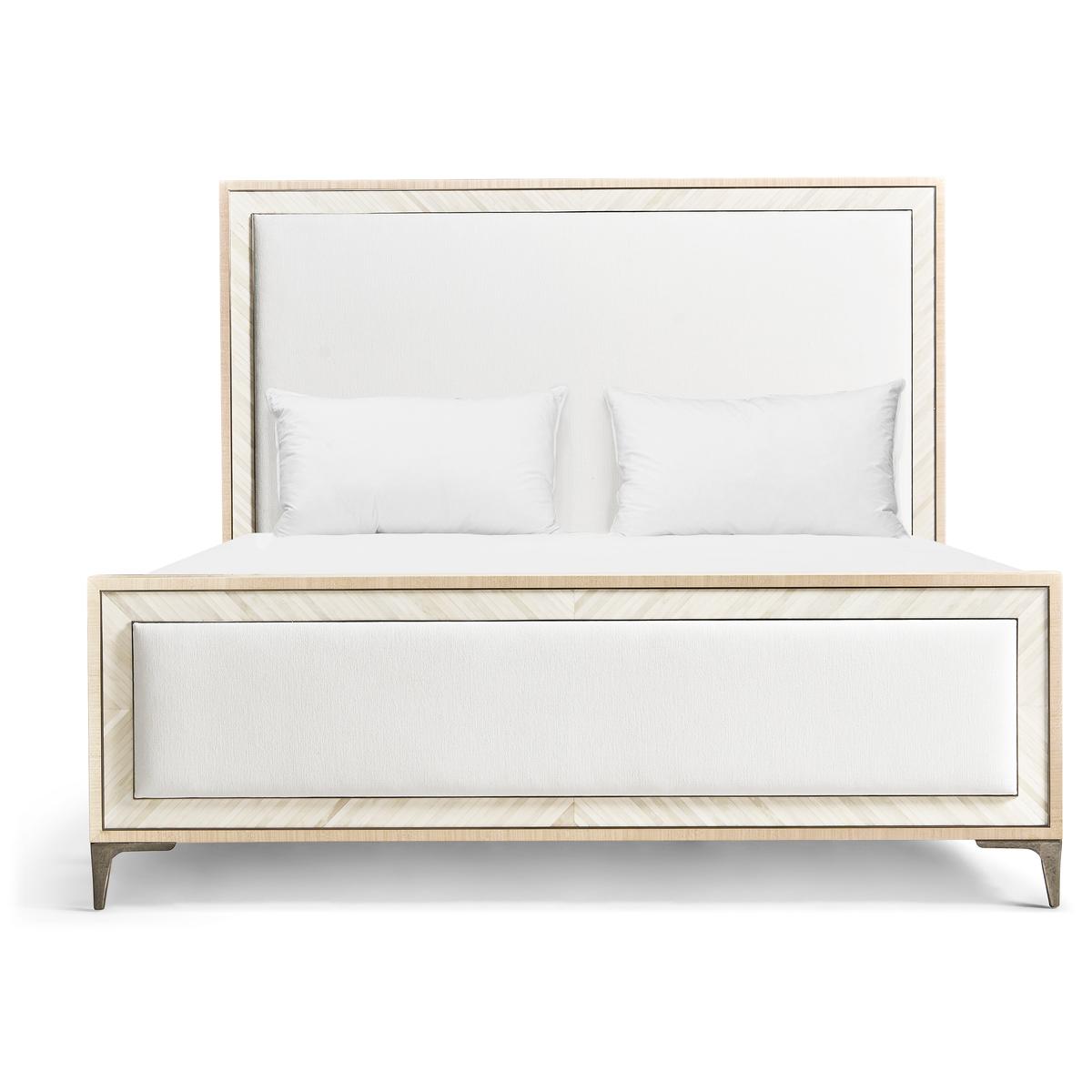 Tideline Bone & Linen-Blend Upholstered Bed | Jonathan Charles Fine Furniture