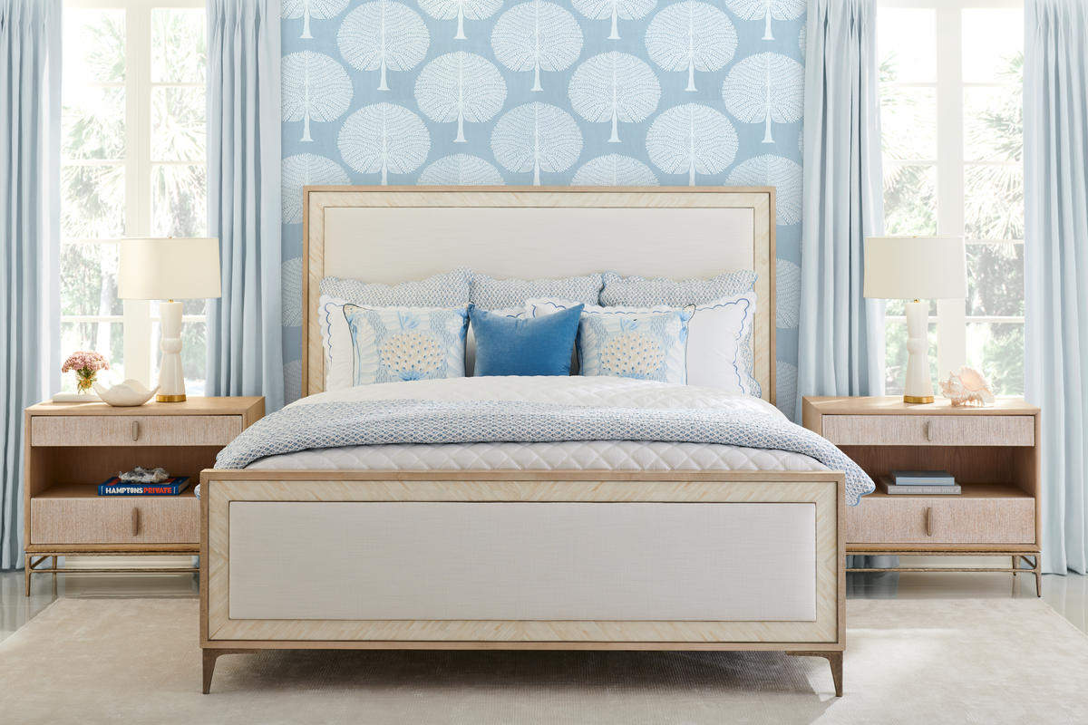 Tideline Bone & Linen-Blend Upholstered Bed | Jonathan Charles Fine Furniture