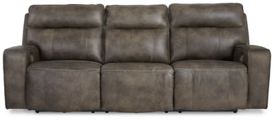 Ashley Concrete Game Plan PWR REC Sofa with ADJ Headrest - Leather