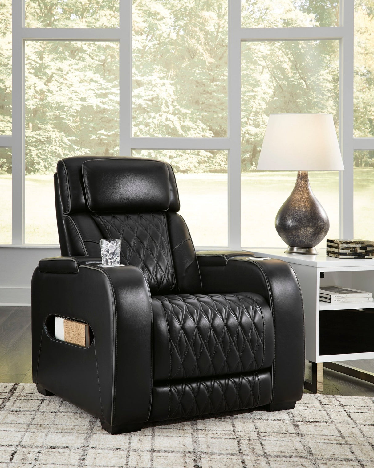 Ashley Black Boyington PWR Recliner/ADJ Headrest - Leather | Home Elegance USA