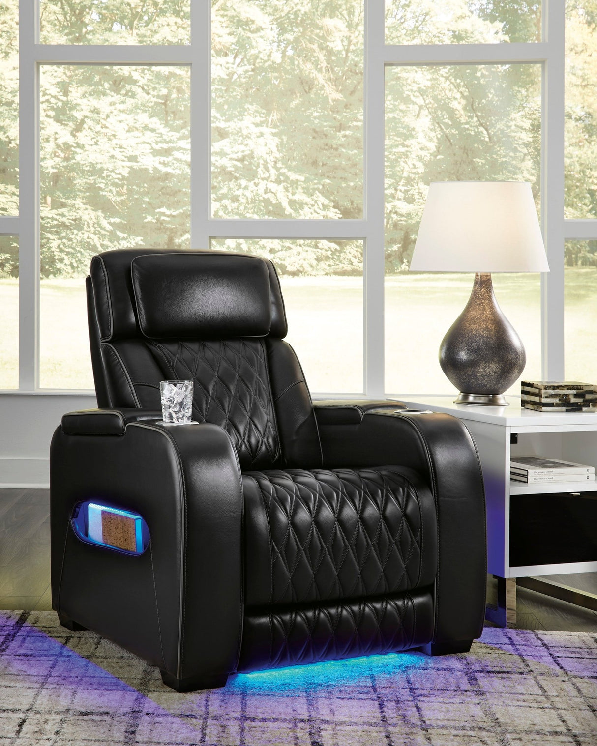 Ashley Black Boyington PWR Recliner/ADJ Headrest - Leather | Home Elegance USA