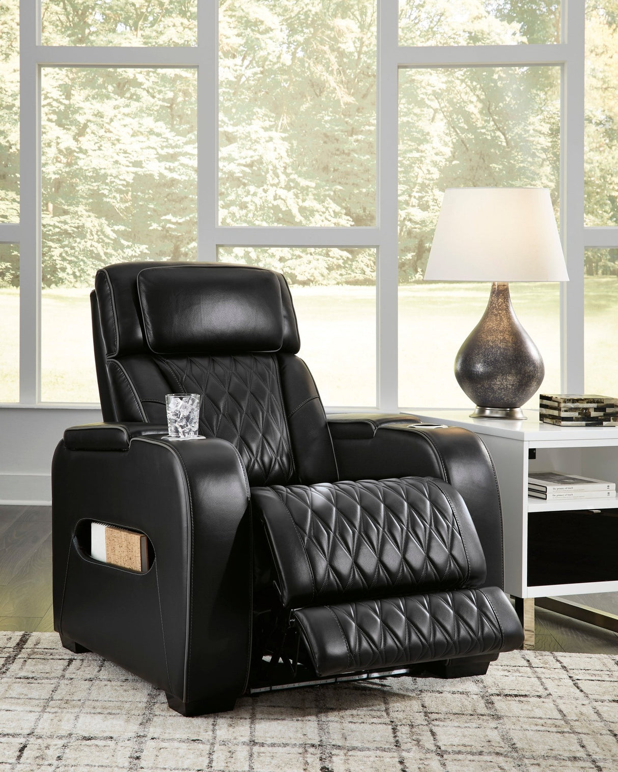 Ashley Black Boyington PWR Recliner/ADJ Headrest - Leather | Home Elegance USA