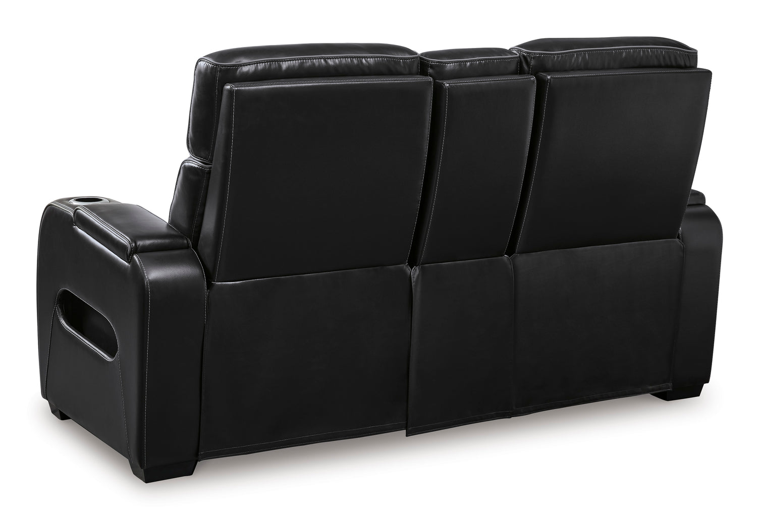 Ashley Boyington Power Reclining Loveseat Black Leather with Console & Massage - Home Elegance USA