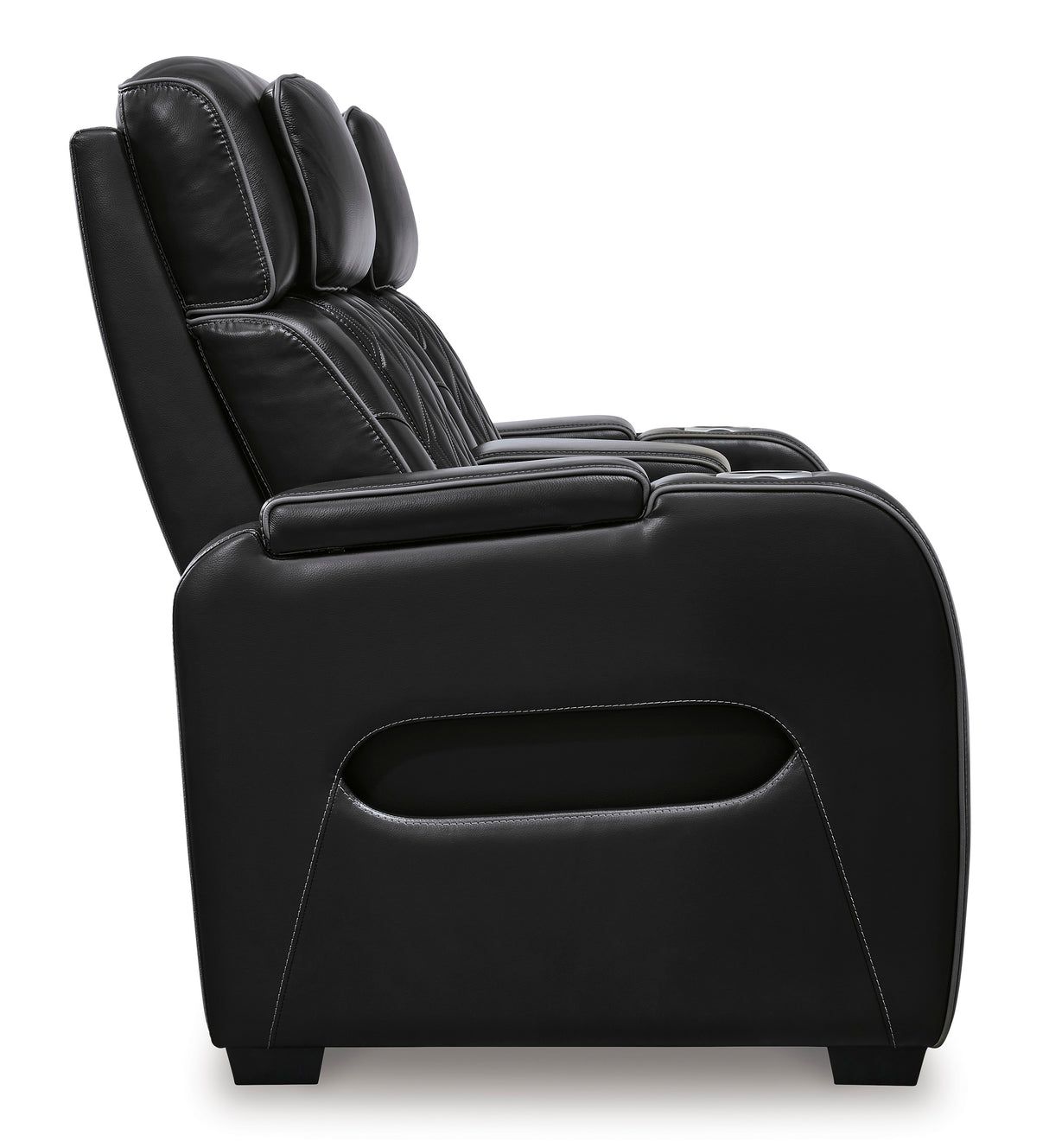 Ashley Boyington Power Reclining Loveseat Black Leather with Console & Massage - Home Elegance USA