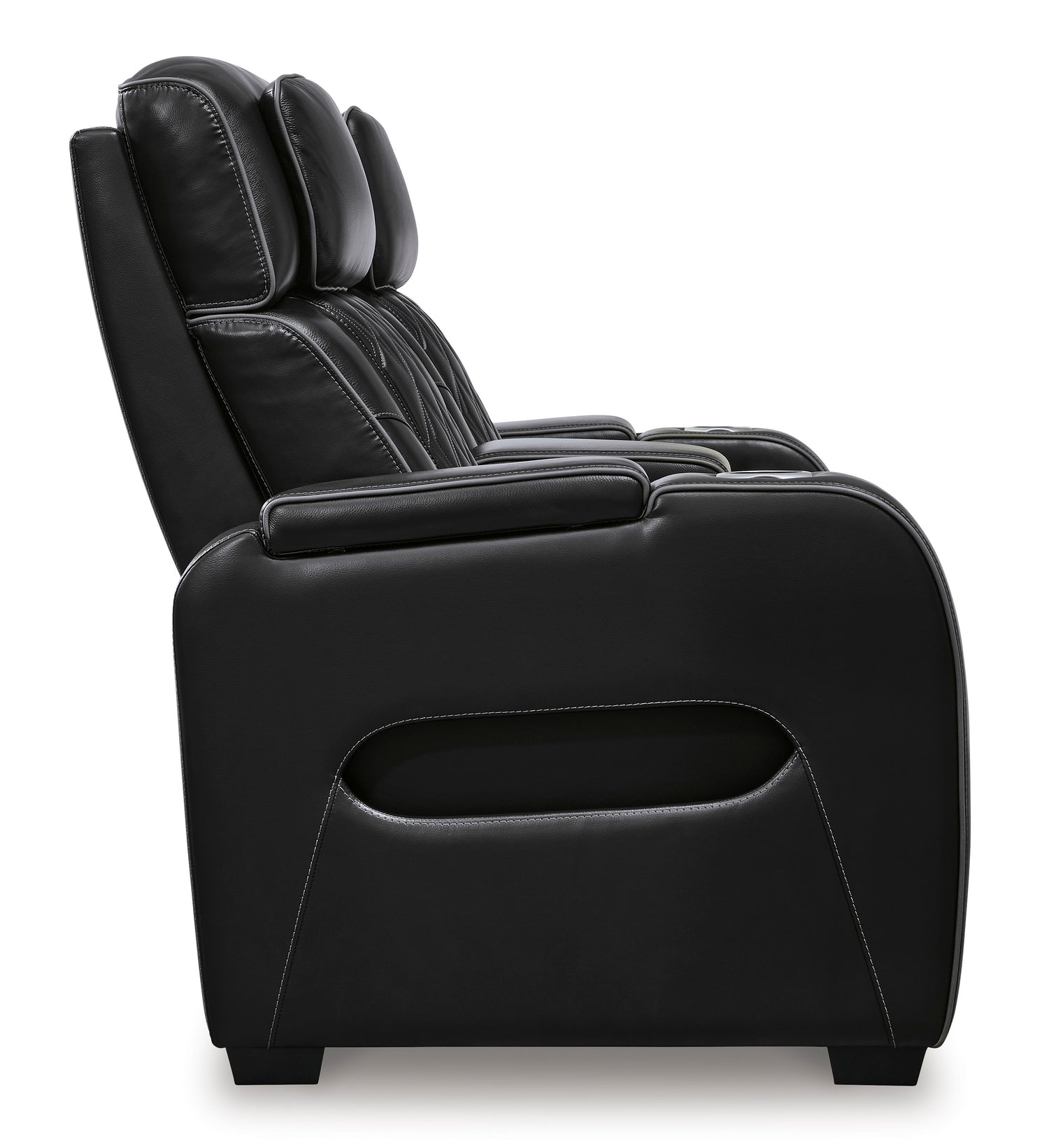 Ashley Boyington Power Reclining Loveseat Black Leather with Console & Massage - Home Elegance USA