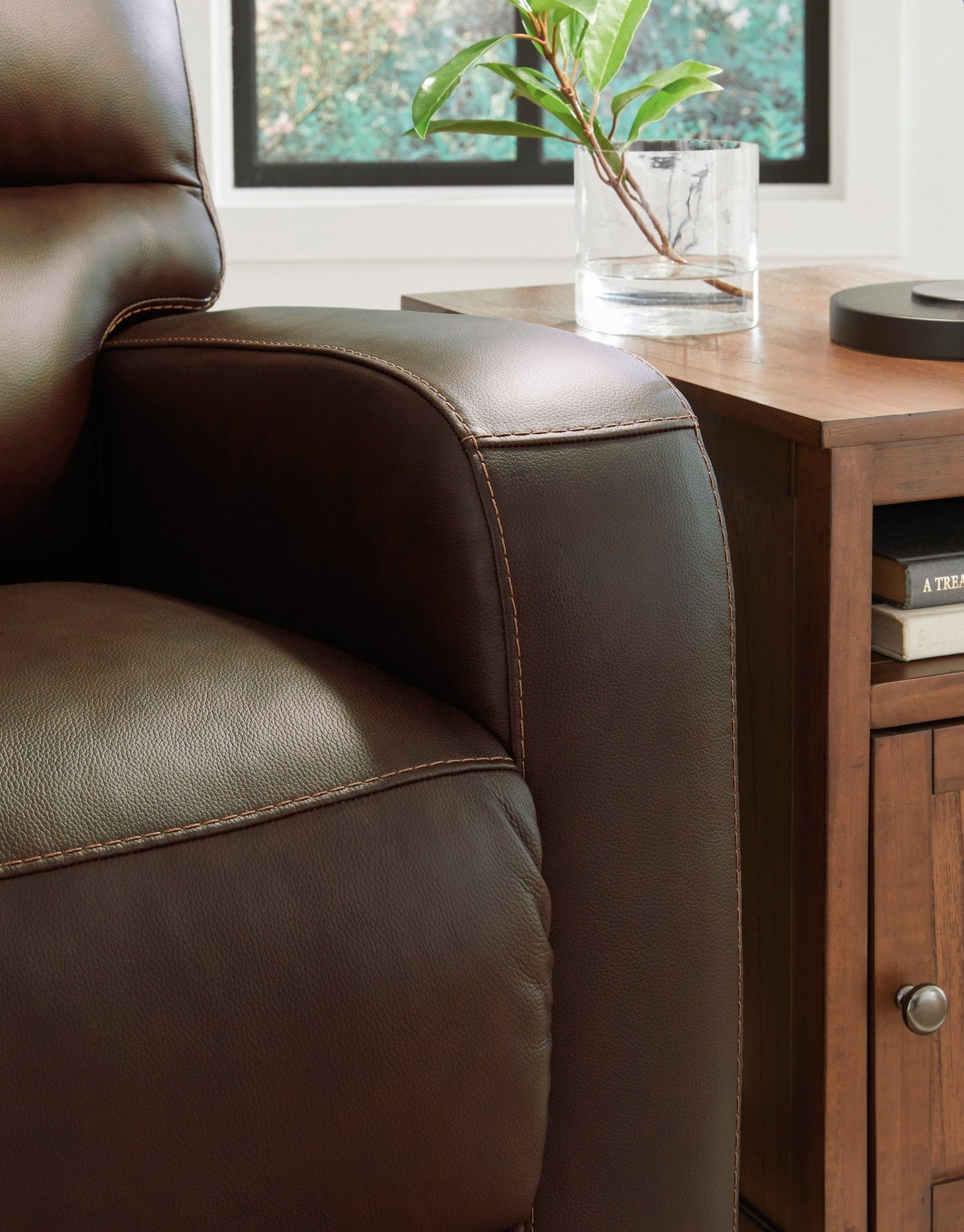 Ashley Coffee Emberla Swivel Glider Recliner - Leather | Home Elegance USA