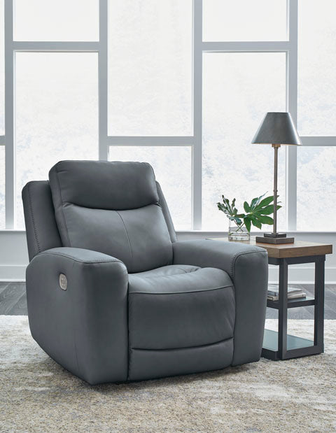 Sillón reclinable eléctrico Ashley Steel Mindanao con reposacabezas ajustable - Cuero