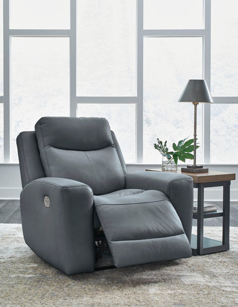 Sillón reclinable eléctrico Ashley Steel Mindanao con reposacabezas ajustable - Cuero