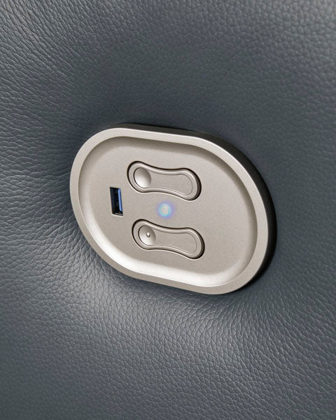 Sillón reclinable eléctrico Ashley Steel Mindanao con reposacabezas ajustable - Cuero