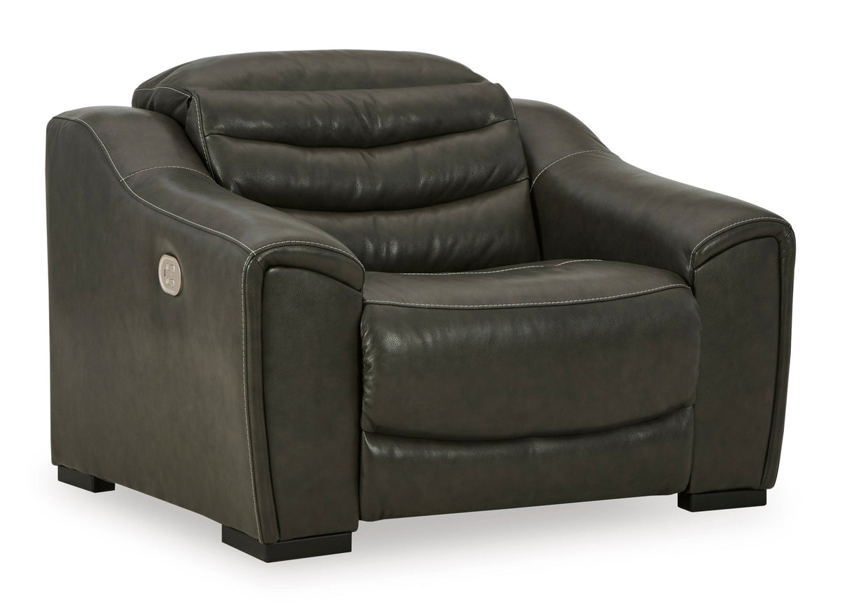 Ashley Dark Gray Center Line PWR Recliner/ADJ Headrest - Leather | Home Elegance USA