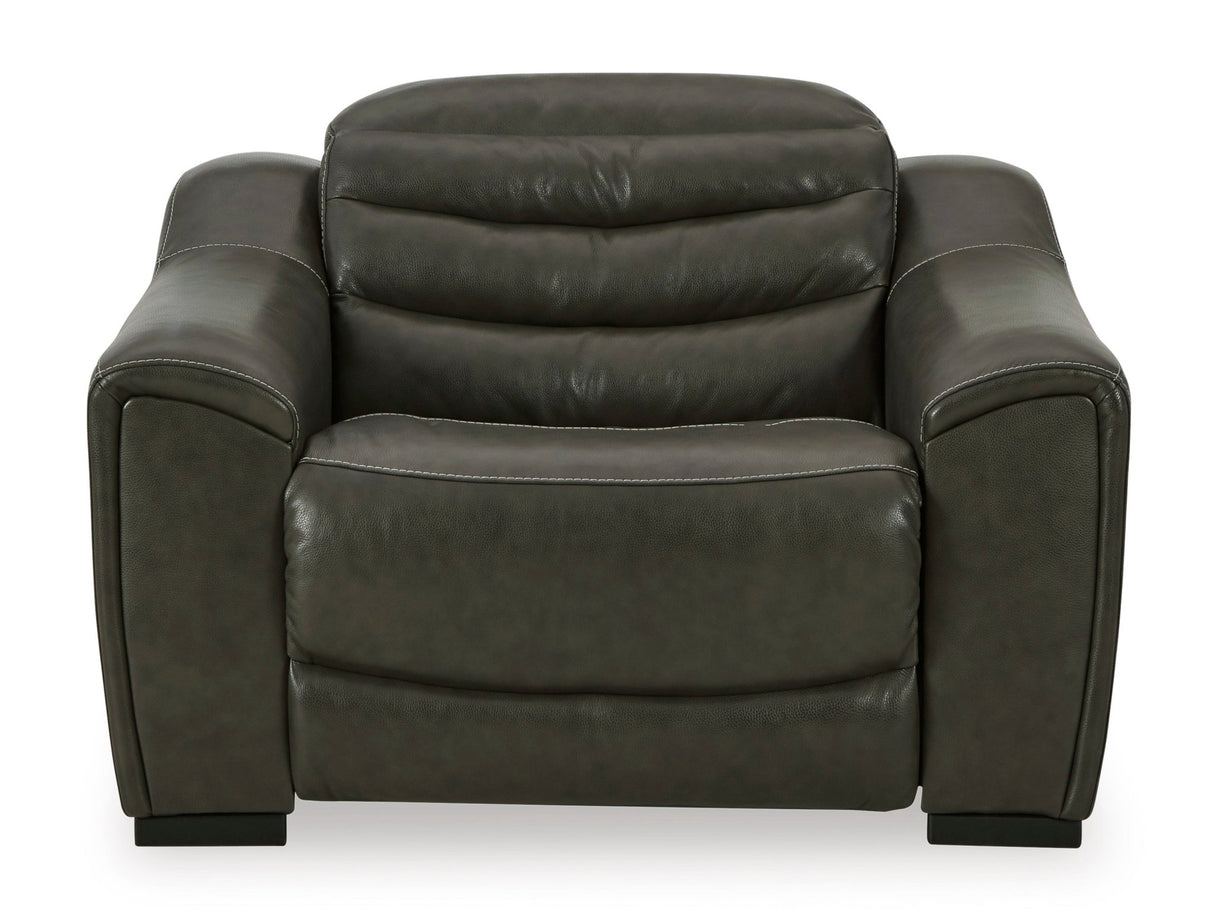 Ashley Dark Gray Center Line PWR Recliner/ADJ Headrest - Leather | Home Elegance USA