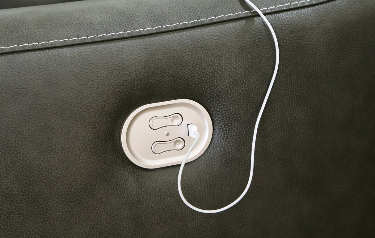 Ashley Dark Gray Center Line PWR Recliner/ADJ Headrest - Leather | Home Elegance USA