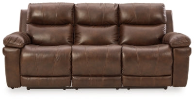 Ashley Chocolate Edmar PWR REC Sofa with ADJ Headrest - Leather