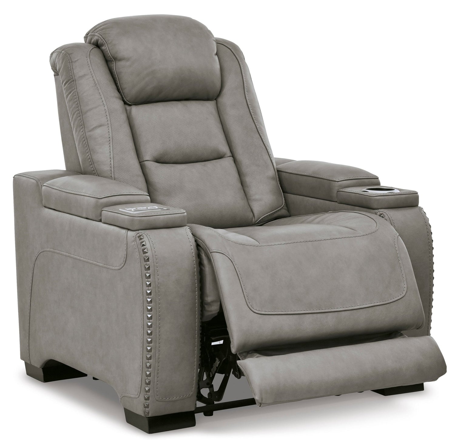 Ashley Gray The Man - Den PWR Recliner/ADJ Headrest - Leather | Home Elegance USA