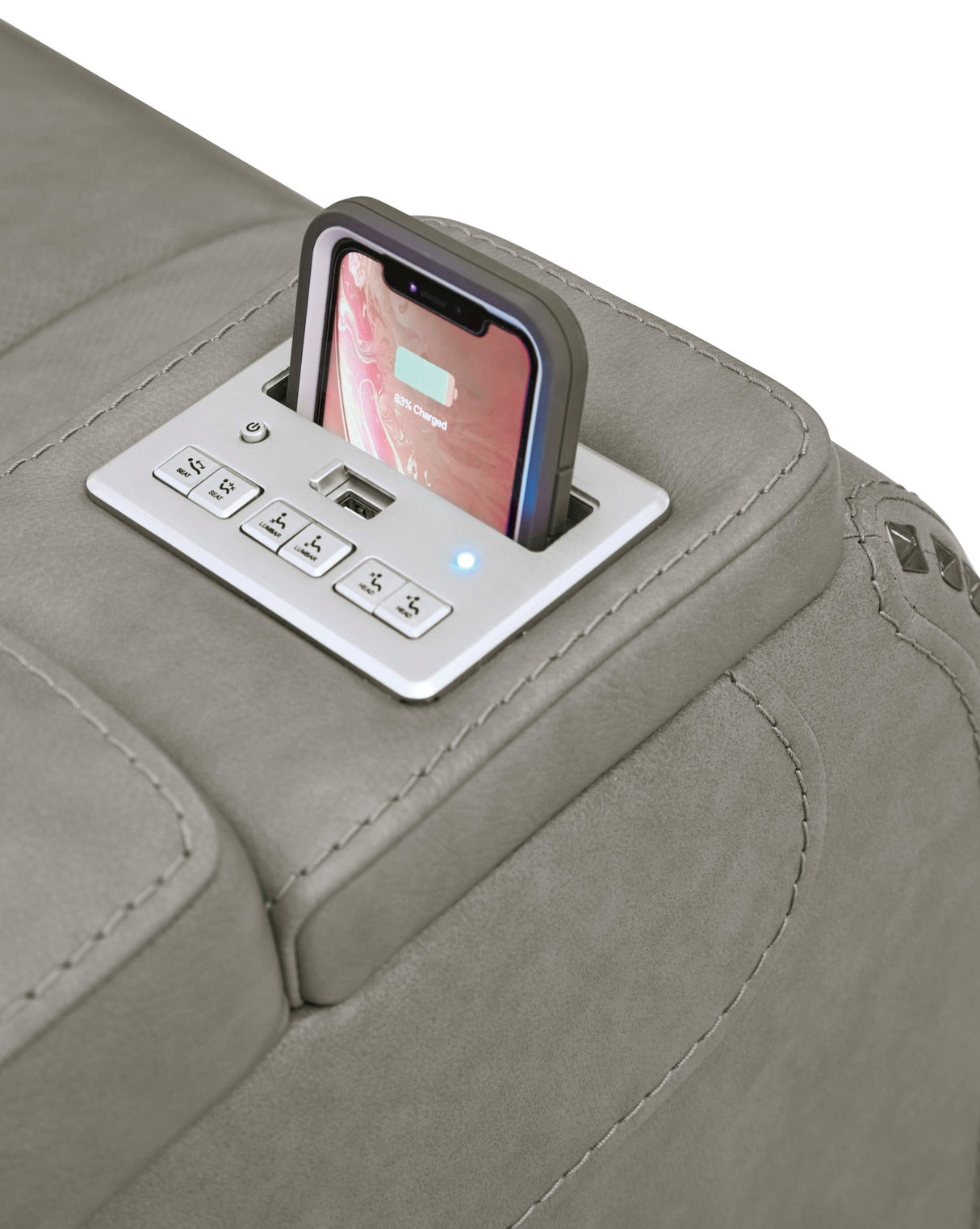 Ashley Gray The Man - Den PWR Recliner/ADJ Headrest - Leather | Home Elegance USA