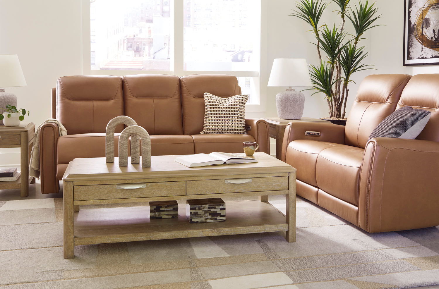Ashley Butterscotch Tryanny PWR REC Loveseat/ADJ Headrest - Leather - Home Elegance USA
