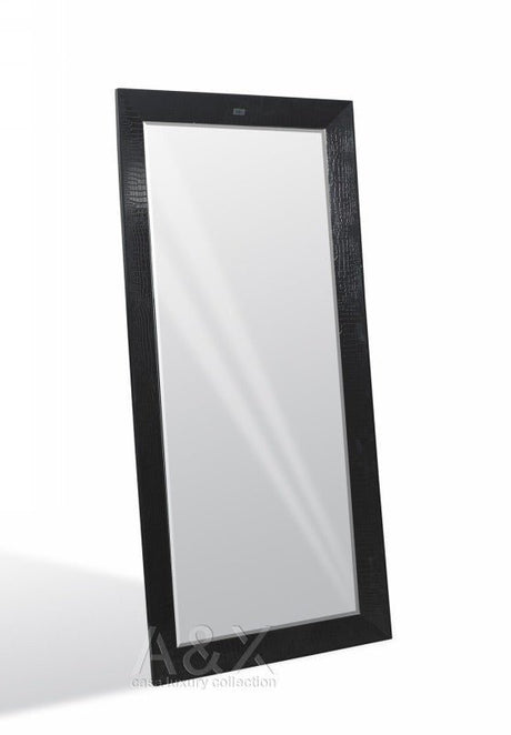 A&X Regal Black Crocodile Floor Mirror | Home Elegance USA