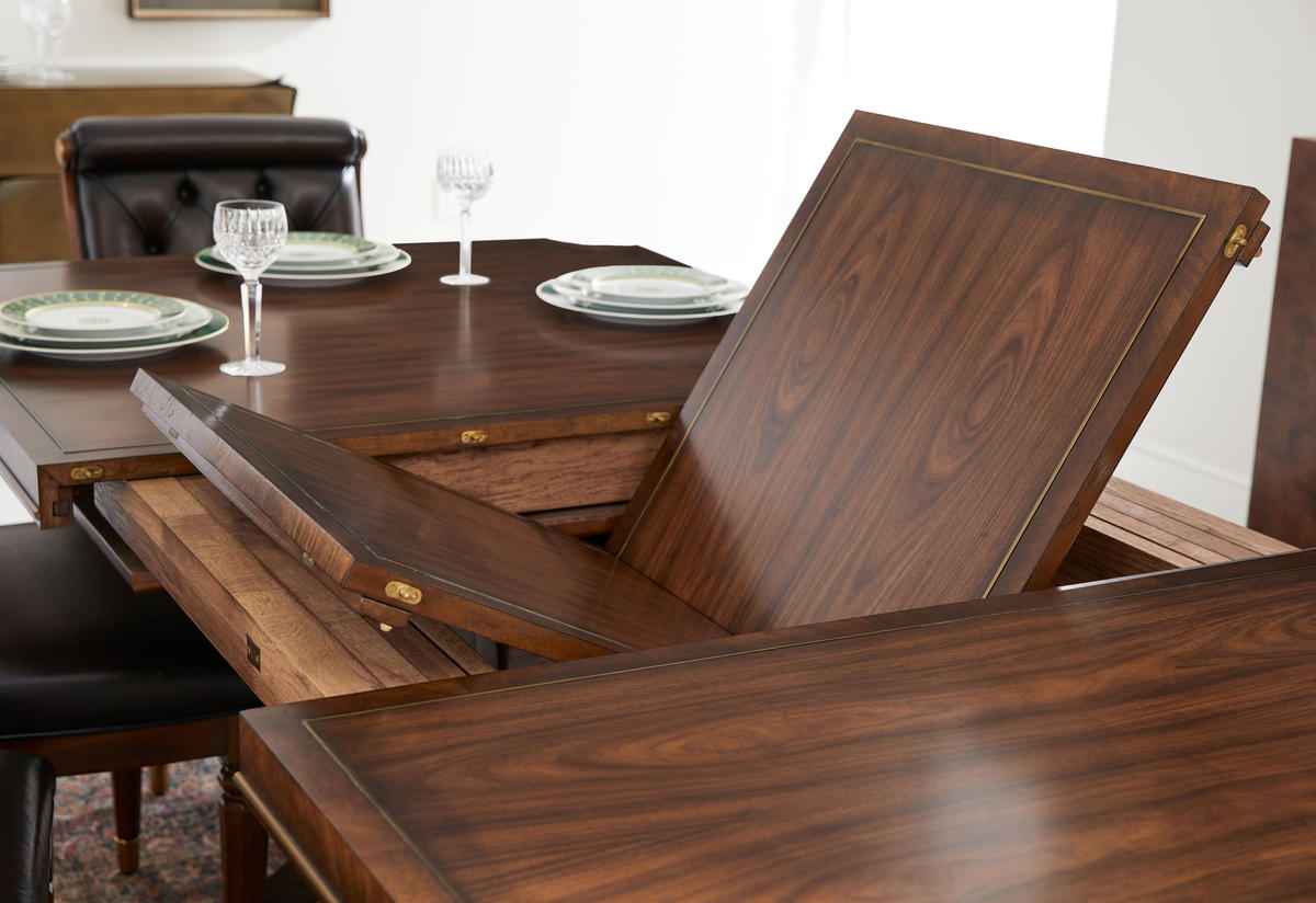Viceroy Rectangular Dining Table 84" in Santos Brown Finish with Brass Inlay | Jonathan Charles