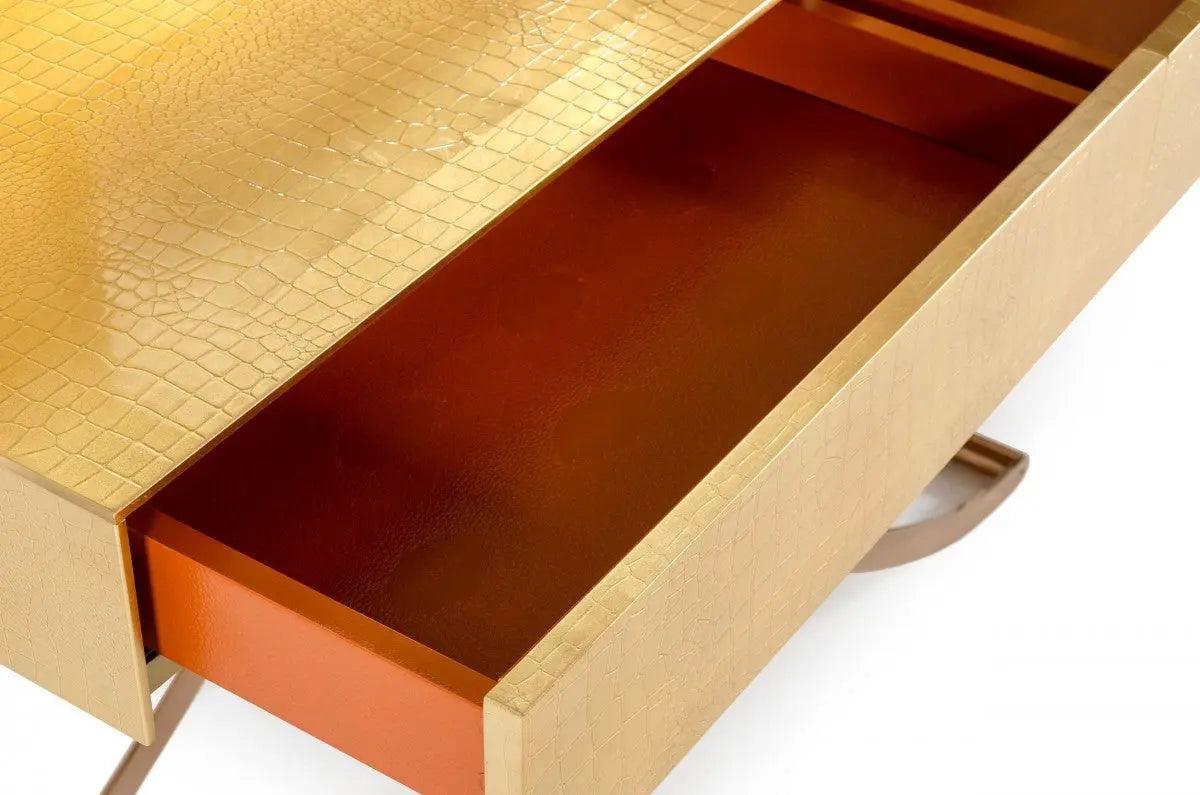 A&X Aversa Gold Crocodile Console Table & Mirror Vgunck423 - 120 - Gold | Home Elegance USA