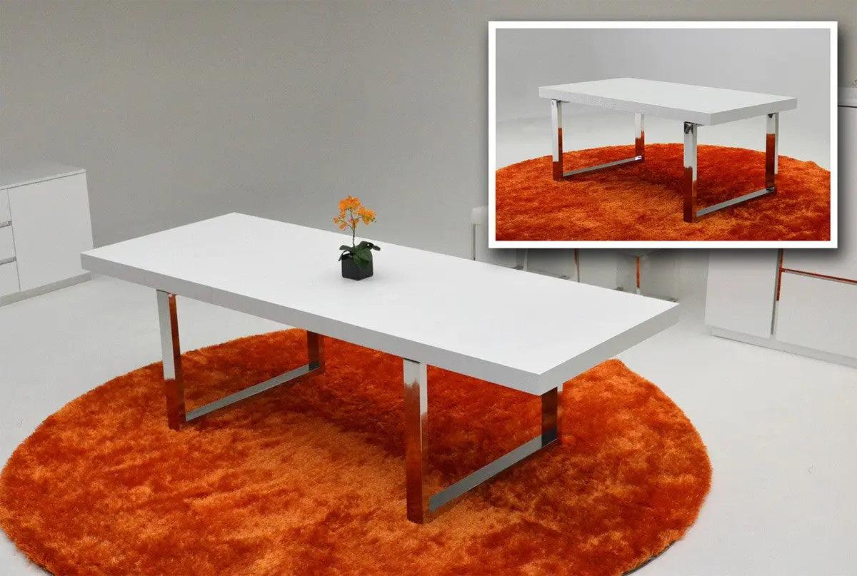 A&X Skyline White Crocodile Extendable Dining Table Vgunac803 - 255 | Home Elegance USA