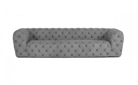 Vig Furniture - Coronelli Collezioni Ellington Italian Grey Nubuck Leather 3-Seater Sofa - Vgccrialto-Gry-3-S