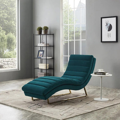 Divani Casa Auburn Modern Green Velvet Lounge Chaise Vgmb - 1820 - Grn | Home Elegance USA