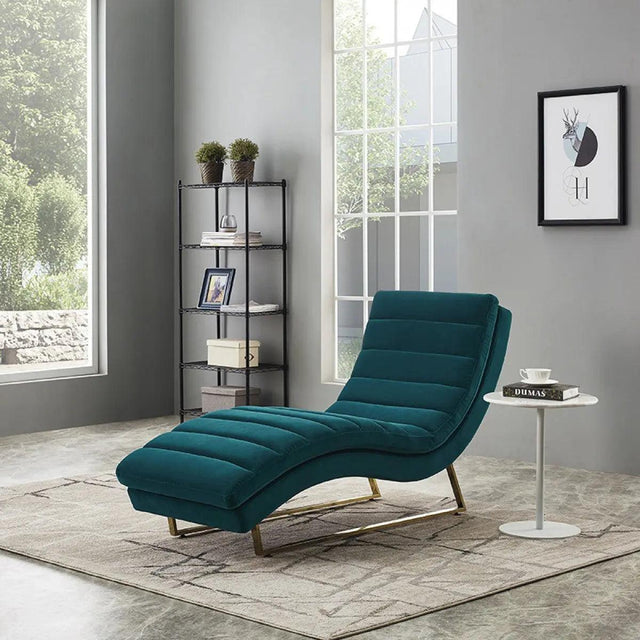 Divani Casa Auburn Modern Green Velvet Lounge Chaise Vgmb - 1820 - Grn | Home Elegance USA