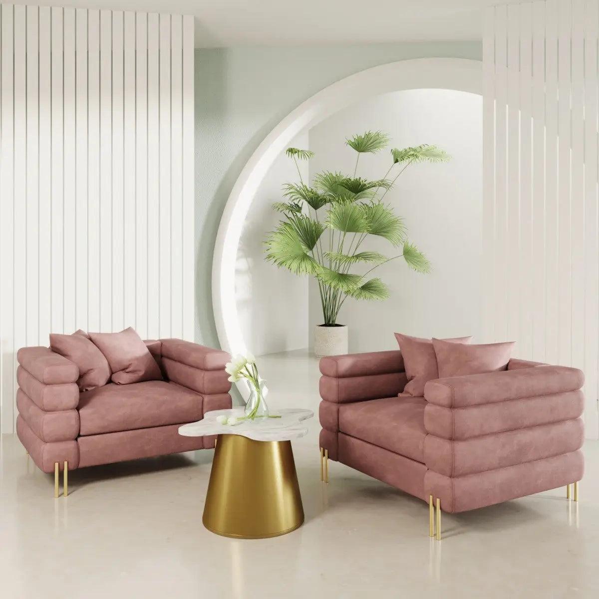 Divani Casa Branson Pink Velvet Accent Chair Vgmfmf - 1251 - 1S - Ch | Home Elegance USA