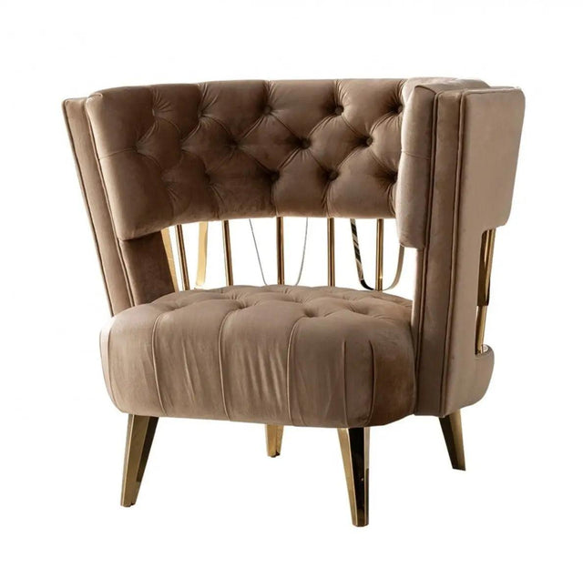 Divani Casa Courtney Beige & Gold Fabric Lounge Chair Vgyuhd - 1927 - Ch | Home Elegance USA