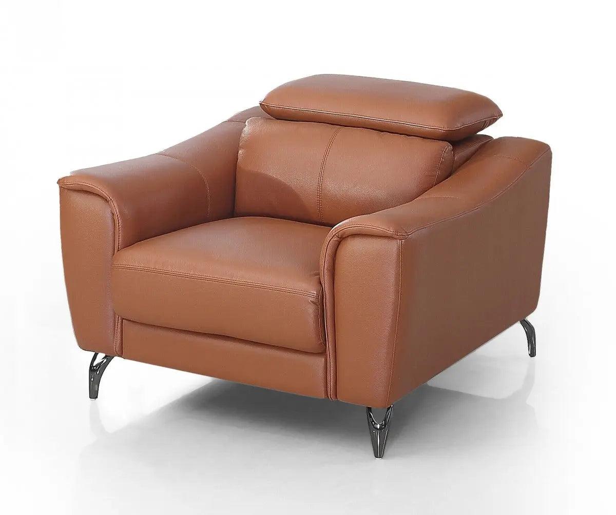 Divani Casa Danis Modern Cognac Leather Brown Chair Vgbns - 1803 - Brn - Ch | Home Elegance USA