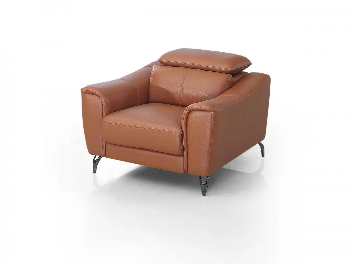Divani Casa Danis Modern Cognac Leather Brown Chair Vgbns - 1803 - Brn - Ch | Home Elegance USA