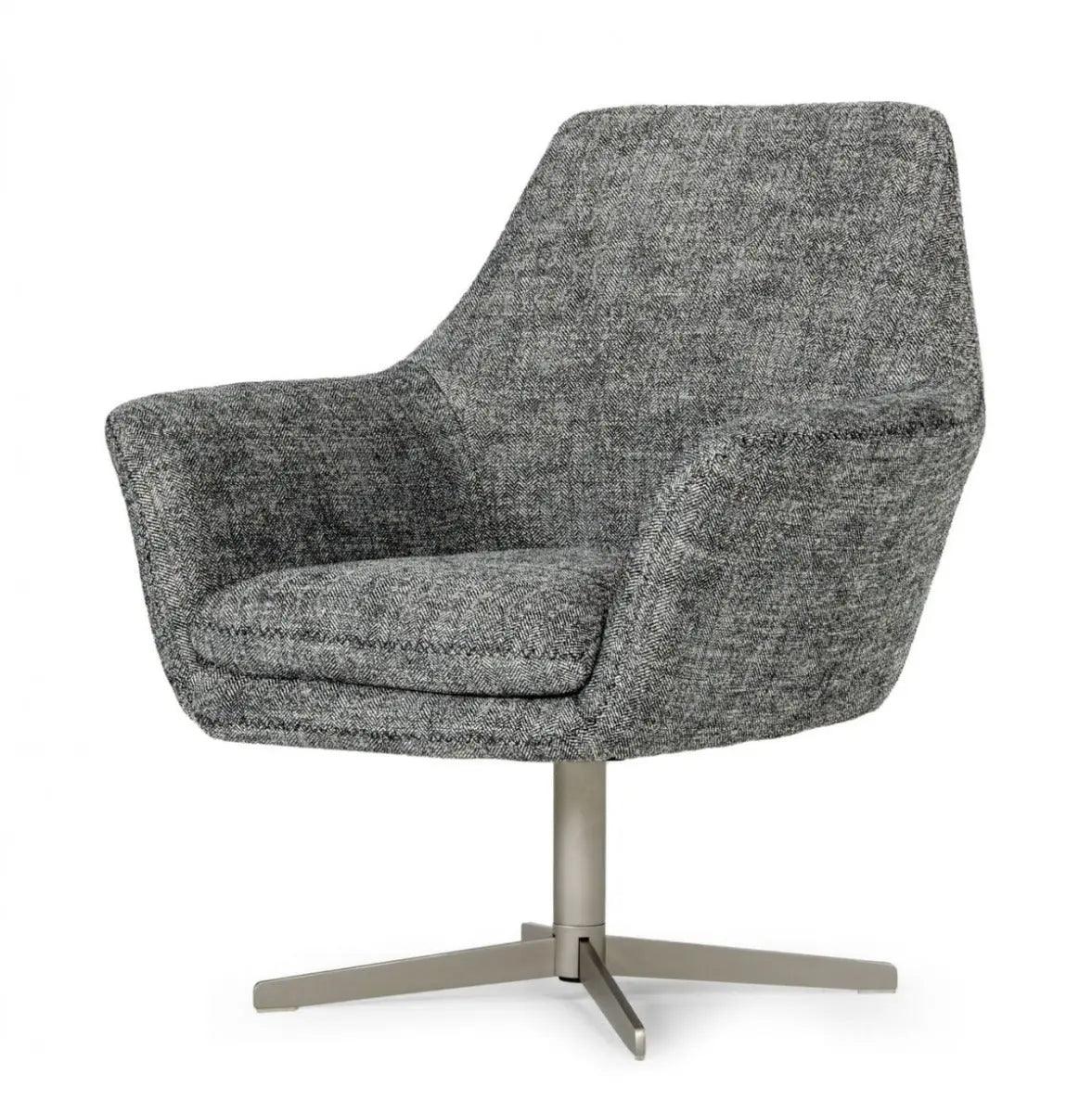 Divani Casa Elvin Modern Dark Grey Fabric Swivel Lounge Chair Vgkka - 832 - Dkgry - 3 | Home Elegance USA