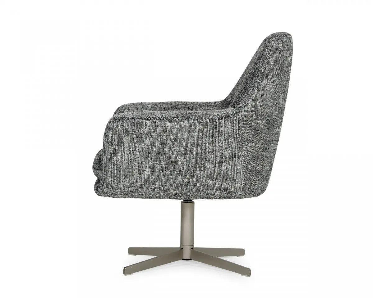 Divani Casa Elvin Modern Dark Grey Fabric Swivel Lounge Chair Vgkka - 832 - Dkgry - 3 | Home Elegance USA