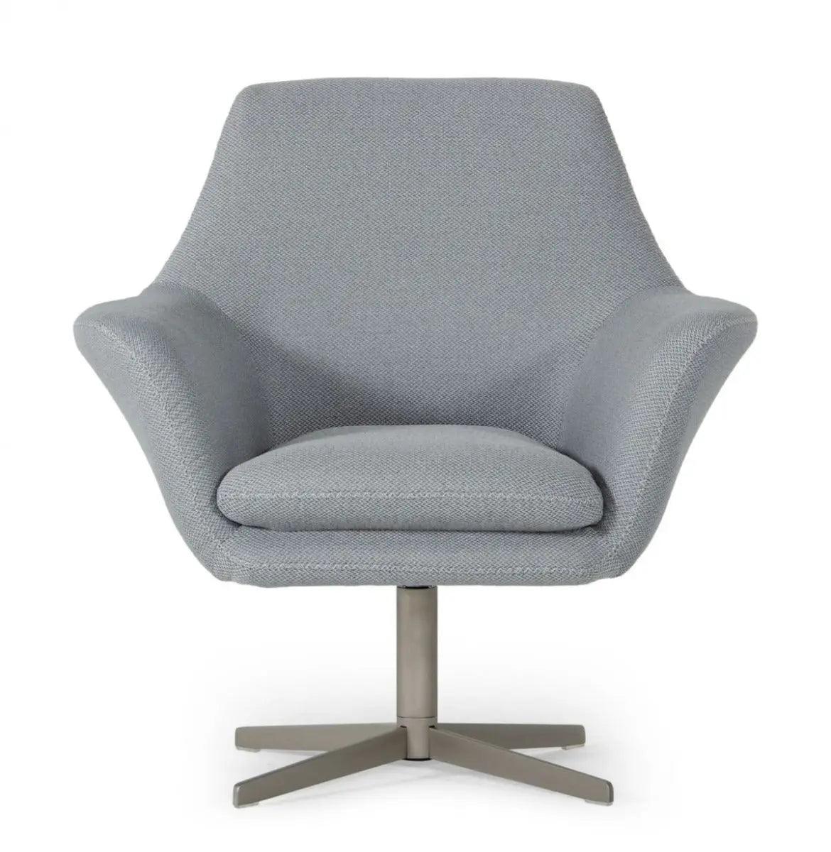 Divani Casa Elvin Modern Grey Fabric Swivel Lounge Chair Vgkka - 832 - Gry - 3 | Home Elegance USA