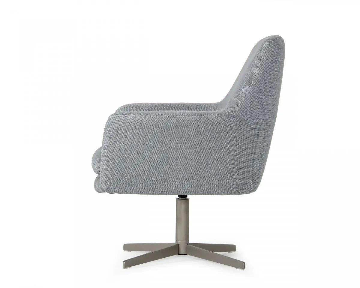Divani Casa Elvin Modern Grey Fabric Swivel Lounge Chair Vgkka - 832 - Gry - 3 | Home Elegance USA