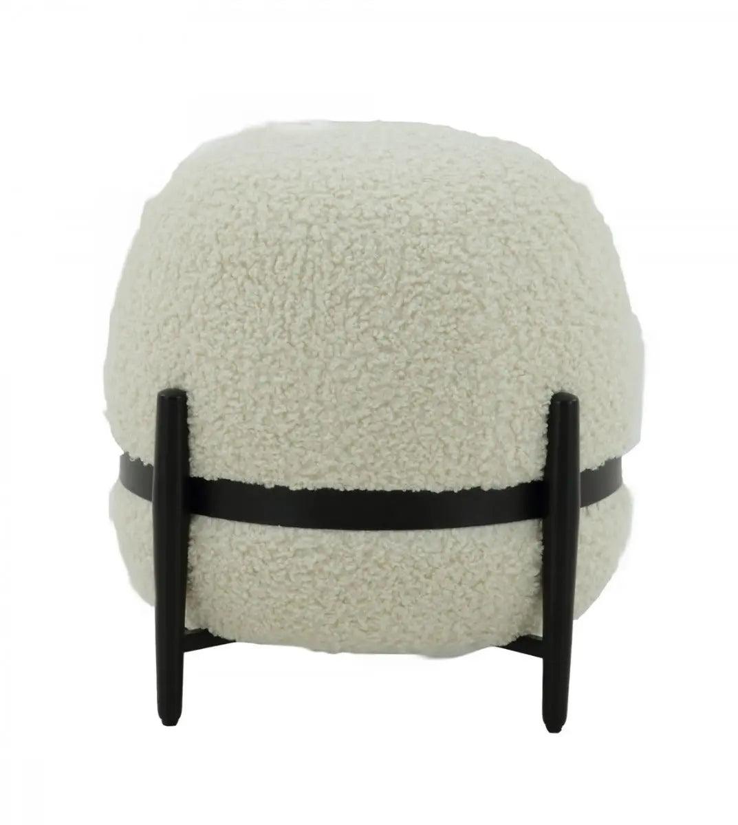 Divani Casa Fouston Contemporary White Sherpa Ottoman Vgodzw - 20156 - Wht - Ott | Home Elegance USA