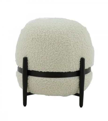 Divani Casa Fouston Contemporary White Sherpa Ottoman Vgodzw - 20156 - Wht - Ott | Home Elegance USA