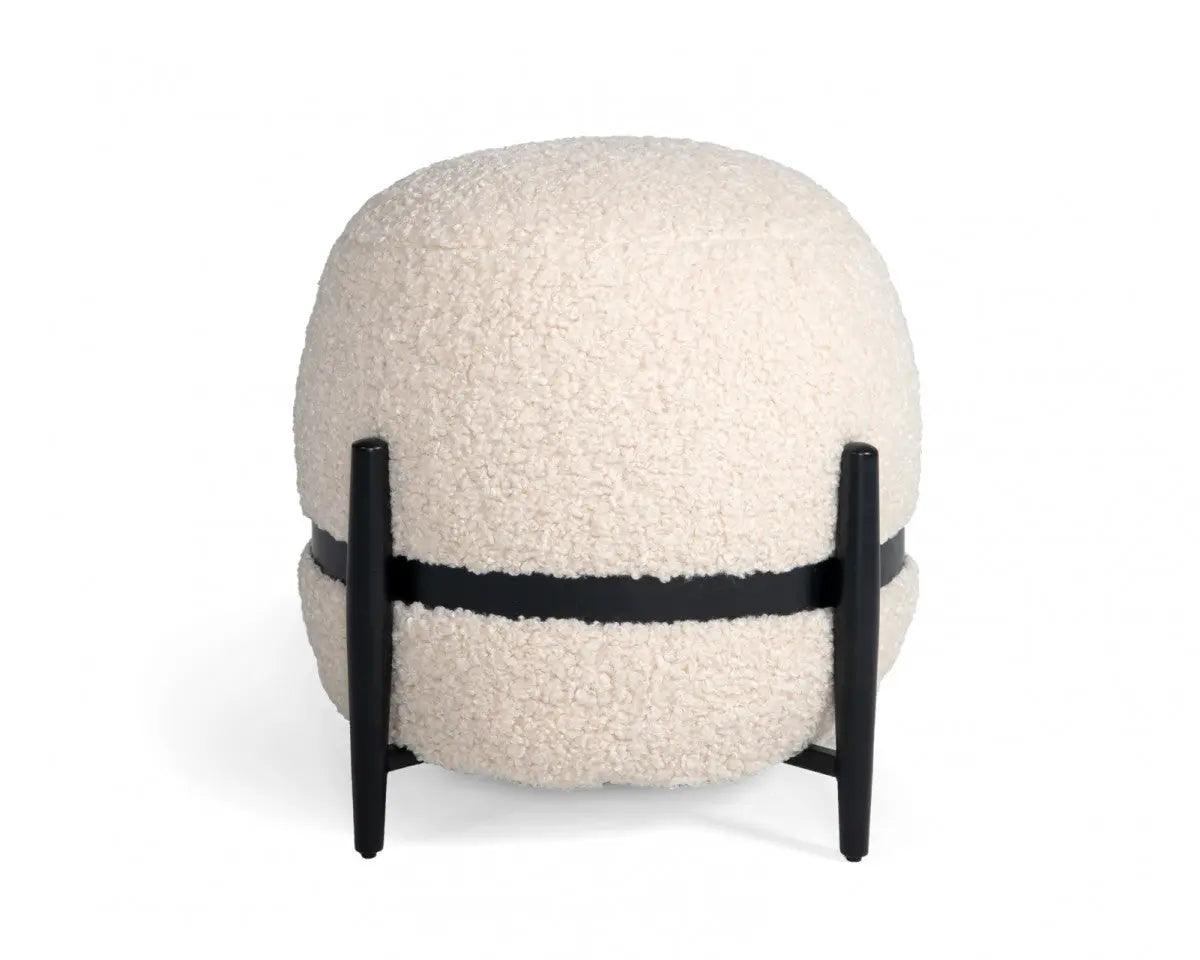 Divani Casa Fouston Contemporary White Sherpa Ottoman Vgodzw - 20156 - Wht - Ott | Home Elegance USA