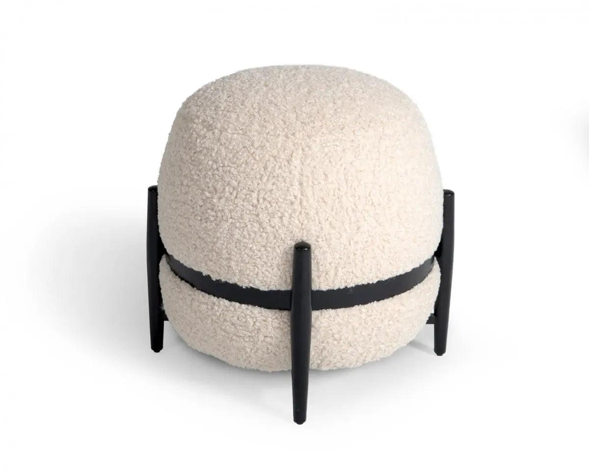 Divani Casa Fouston Contemporary White Sherpa Ottoman Vgodzw - 20156 - Wht - Ott | Home Elegance USA