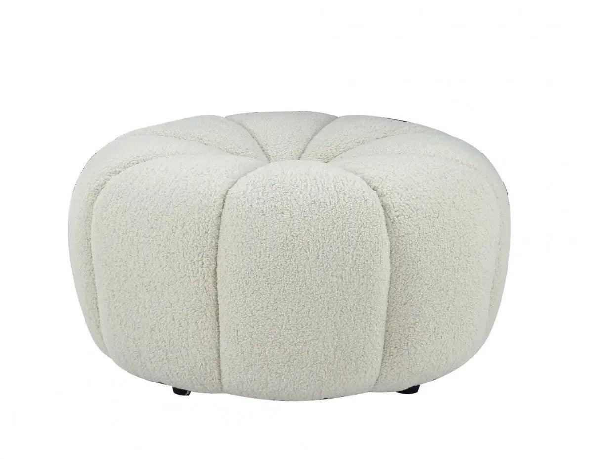 Divani Casa Gadson Contemporary White Sherpa Ottoman Vgodzw - 20094 - Wht - Ott | Home Elegance USA