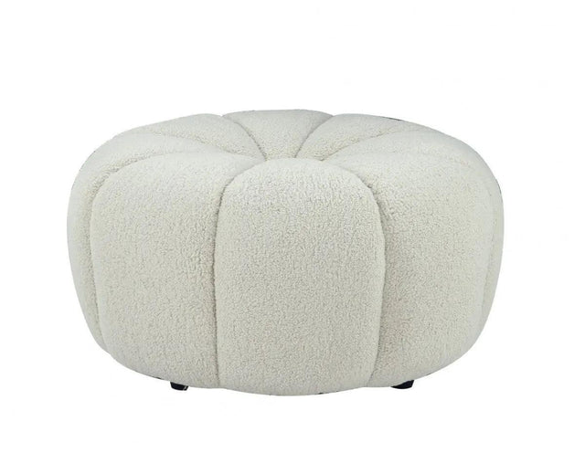 Divani Casa Gadson Contemporary White Sherpa Ottoman Vgodzw - 20094 - Wht - Ott | Home Elegance USA