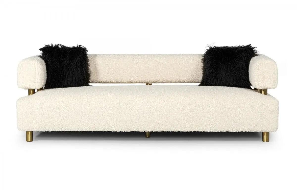 Divani Casa Gannet Glam Beige Fabric Sofa Vgodzw - 944 | Home Elegance USA
