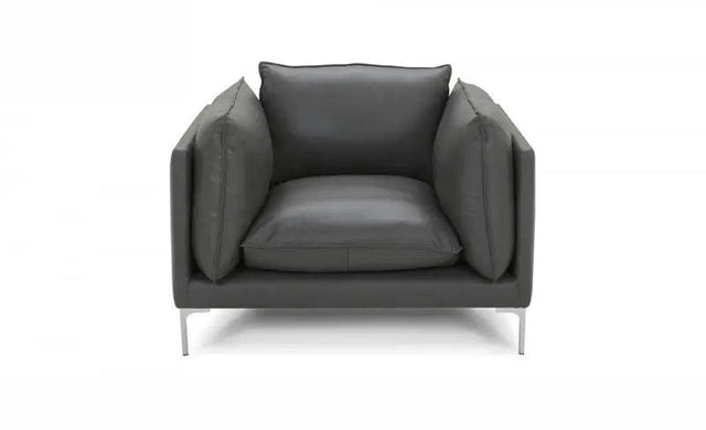 Divani Casa Harvest Modern Grey Full Leather Chair Vgkkkf2627 - L2925 - Chr | Home Elegance USA