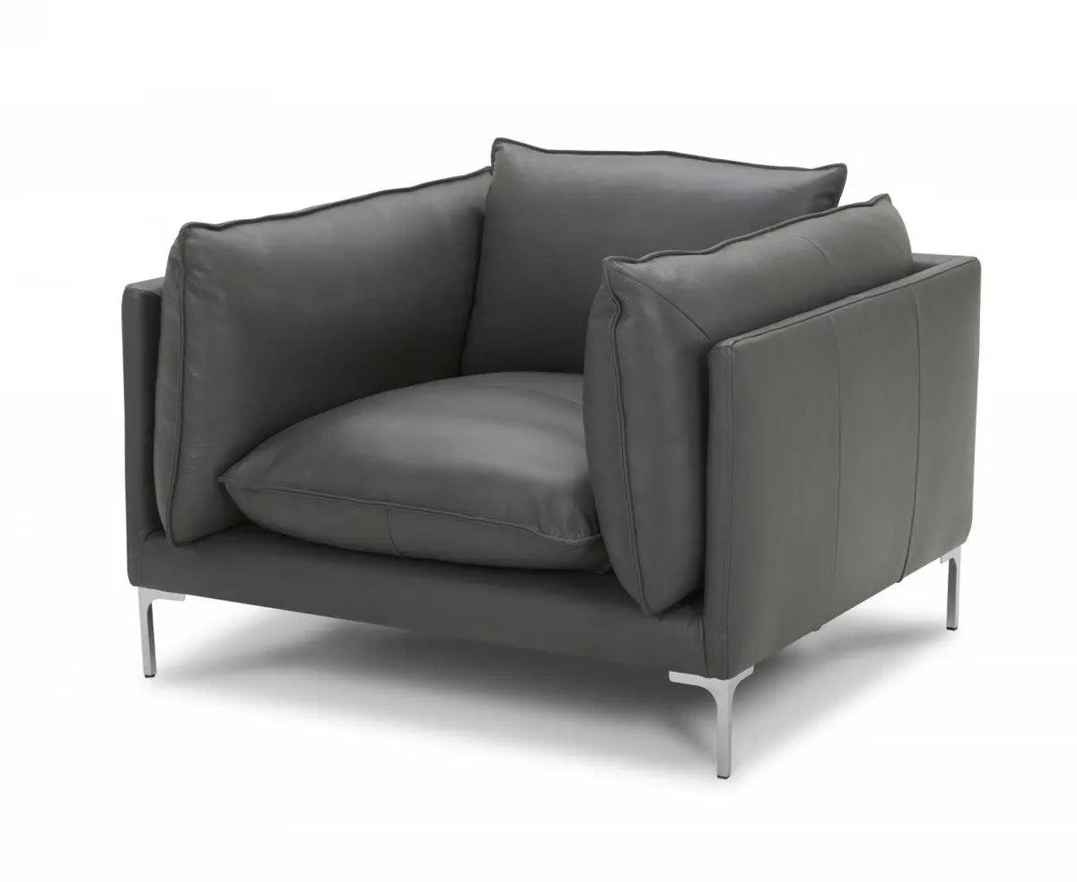 Divani Casa Harvest Modern Grey Full Leather Chair Vgkkkf2627 - L2925 - Chr | Home Elegance USA