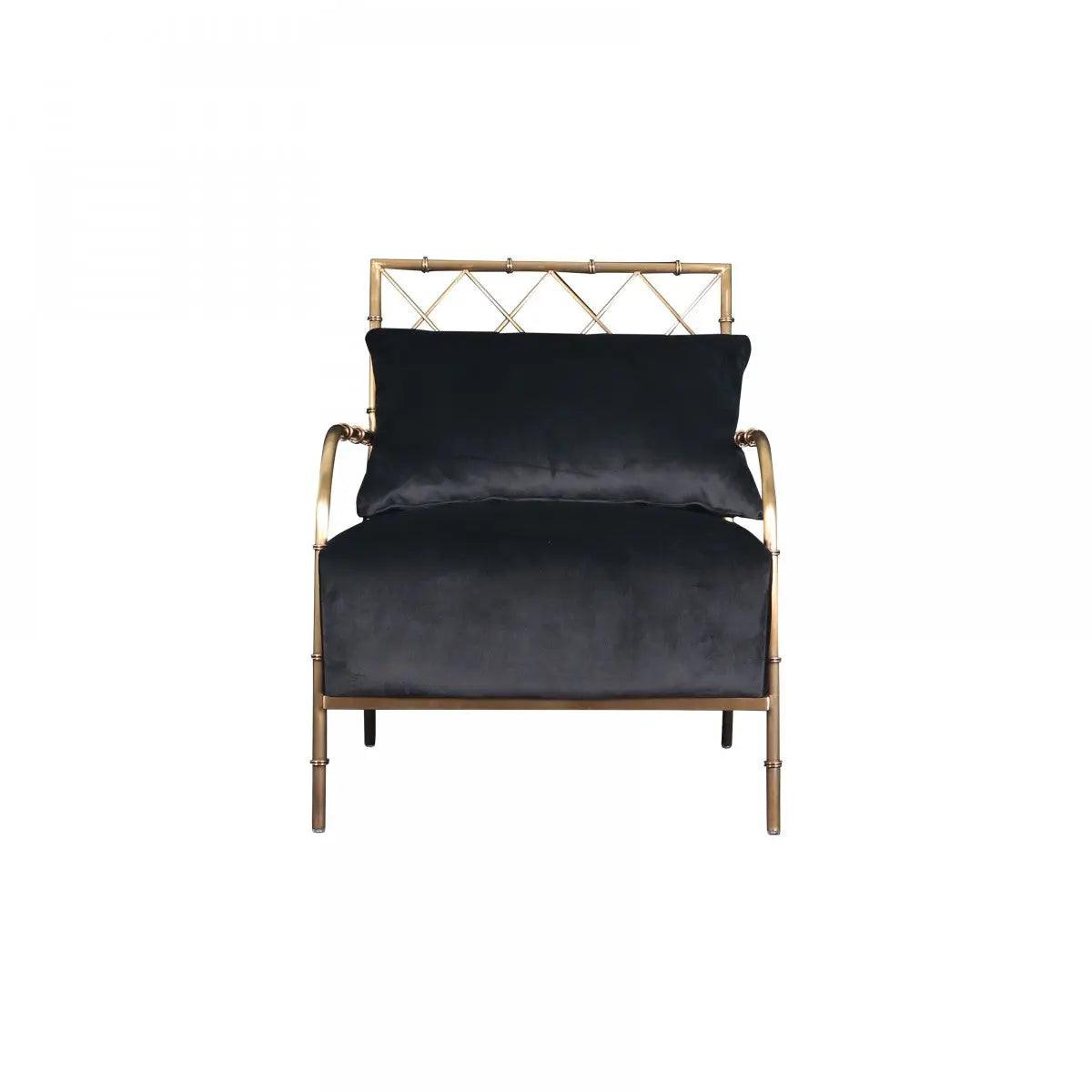 Divani Casa Ignacio Glam Black Velvet & Gold Accent Chair Vgmfoc - 2211 - Blk - Ch | Home Elegance USA