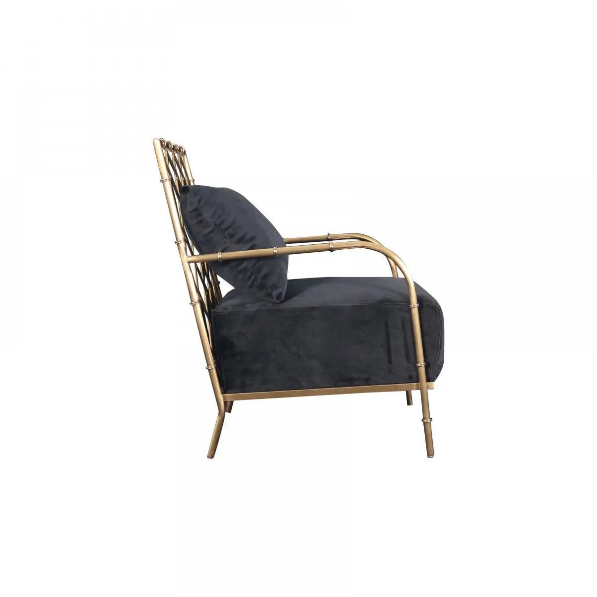 Divani Casa Ignacio Glam Black Velvet & Gold Accent Chair Vgmfoc - 2211 - Blk - Ch | Home Elegance USA