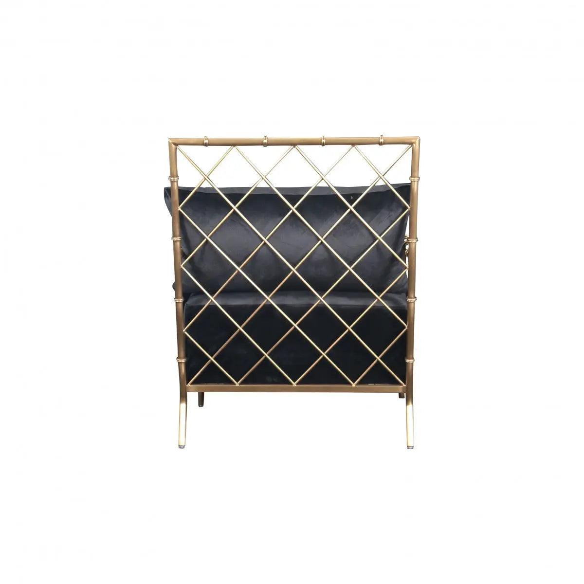 Divani Casa Ignacio Glam Black Velvet & Gold Accent Chair Vgmfoc - 2211 - Blk - Ch | Home Elegance USA